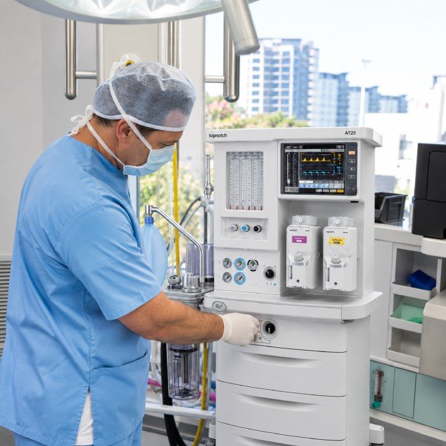 Sysmed EXIM - aneshthesia machine with patient - about sysmed exim